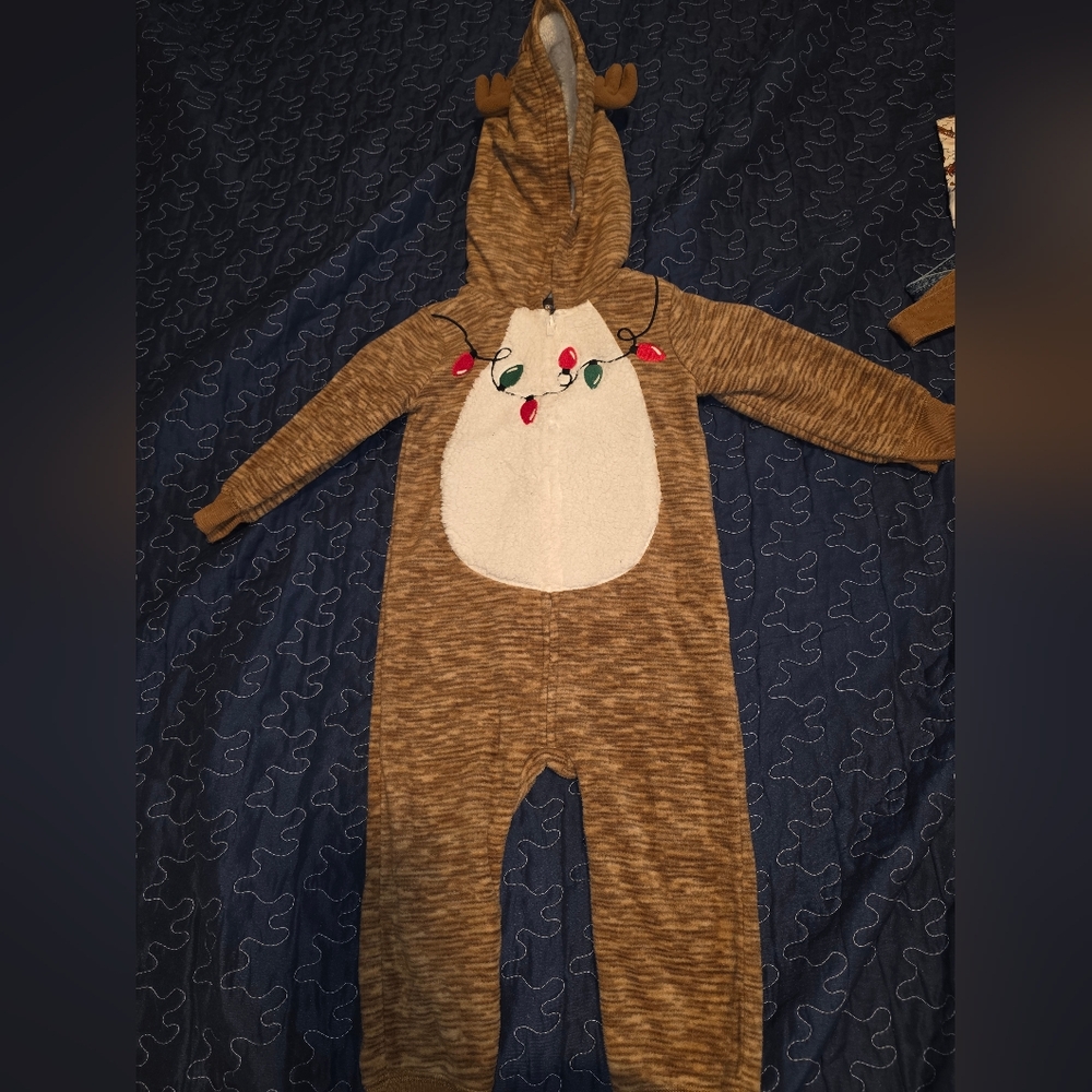 Carter's Brown Reindeer Bodysuit with Festive Lights